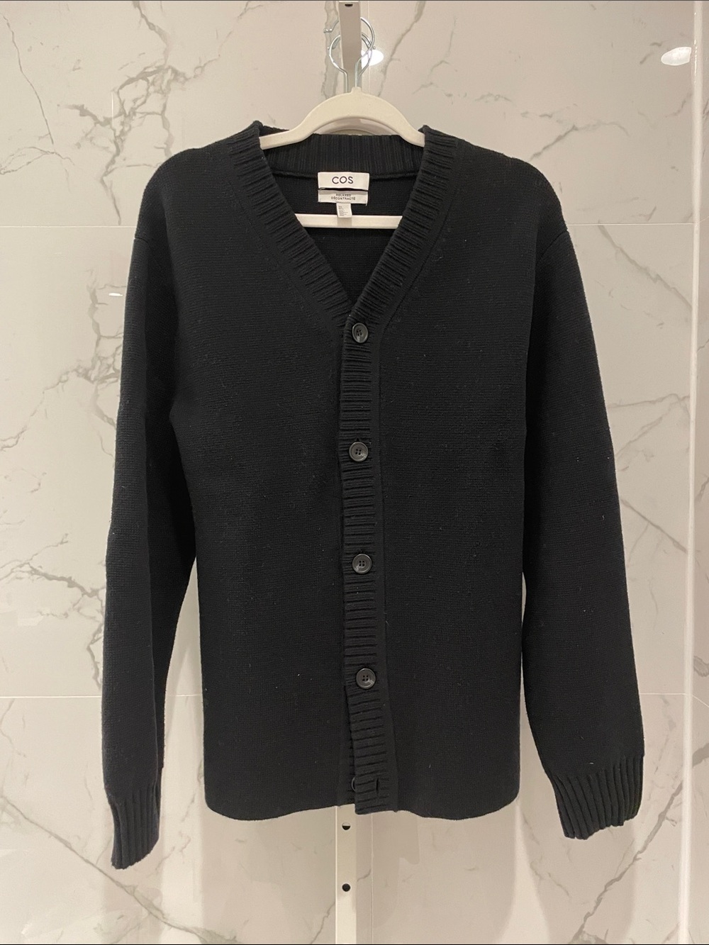 COS Men’s Black V-Neck Button Cardigan Size S